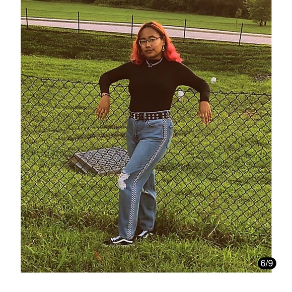 zumiez checkered mom jeans size 0 24” - Picture 7 of 14